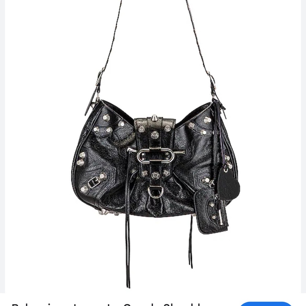 Balenciaga Black Leather Shoulder Bag with Glossy Finish